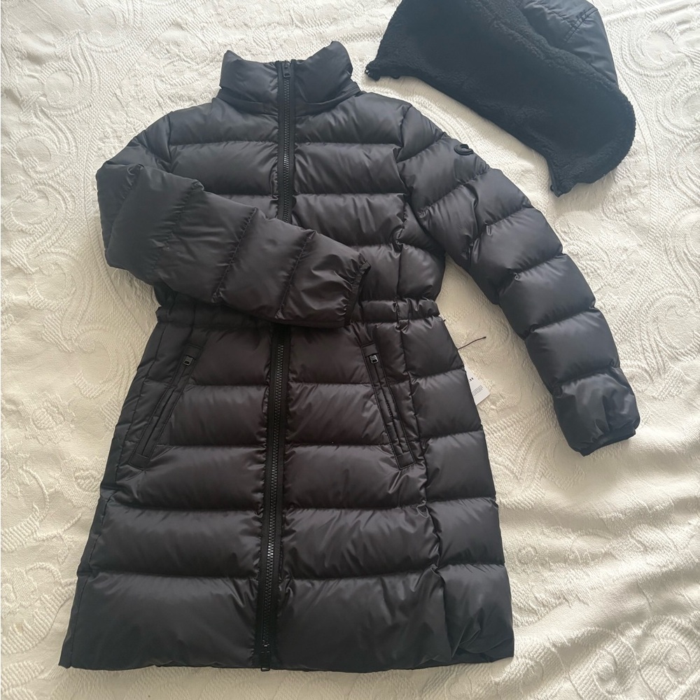 New Coach Long Slim Puffer Coat (Black)